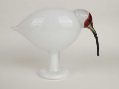 OIVA TOIKKA (1931-2019) FOR IITTALA, FINLAND: WHITE KIWI GLASS BIRD, signed and dated 2005, with