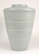 KEITH MURRAY FOR WEDGWOOD: UNUSUAL GREY GLAZED SHOULDERED VASE, facsimile factory marks and
