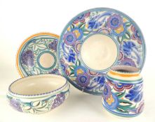 CARTER, STABLER & ADAMS BLUEBIRD BOWL (847), 32.5cms (diam.); together with a Bluebird vase,