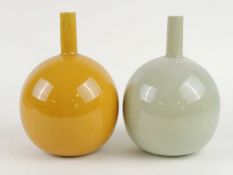 CARL-HARRY STÅLHANE (1920-1990) FOR RÖRSTRAND: TWO GLOBULAR BOTTLE VASES, one glazed in ochre, 18.