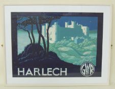 GLADYS WILLIAMSON DESIGN FOR A GWR HARLECH TRAVEL POSTER, 60 x 82cms Provenance: The collection of