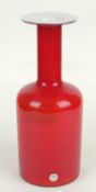 HOLMEGAARD GULVVASE, in red with white interior, original maker's label, 30cms (h) Provenance: The