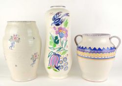 POOLE MARROW VASE, in the Bluebird pattern (MK41), 44cms (h); together with a CSA red earthenware