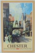 BRITISH RAILWAYS CHESTER TRAVEL POSTER, printed by Jordison & Co., London & Middlesborough,