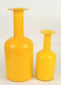 TWO HOLMEGAARD GULVVASES, in yellow, 44cms (h) the tallest (2) Provenance: The collection of