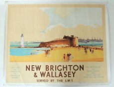 LMS NEW BRIGHTON & WALLASEY TRAVEL POSTER, printed by S. C. Allen & Co., London, 101 x 126cms