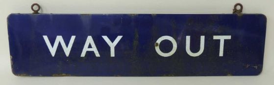 BRITISH RAILWAYS (E) PLATFORM SIGN: 'WAY OUT', 122 x 30.5cms Provenance: The collection of Philip