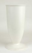 KEITH MURRAY FOR WEDGWOOD: WHITE GLAZED (MOONSTONE) TALL VASE, plain footed form, KM factory mark,