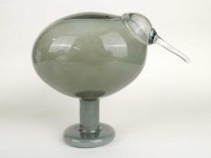 OIVA TOIKKA (1931-2019) FOR IITTALA, FINLAND: GREEN GLASS KIWI BIRD, signed, limited edition, with