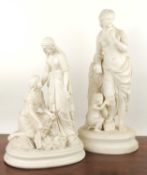 VICTORIAN PARIAN FIGURE OF THE NATIVITY, 37cms (h); together with a Victorian Parian figure '