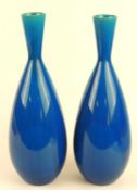 CARL-HARRY STÅLHANE (1920-1990) FOR RÖRSTRAND: PAIR OF TURQUOISE BLUE GLAZED TALL BOTTLE VASES,