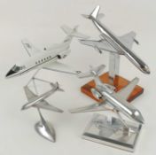 US AIRFORCE HAWKER 800 SERIES JET, 33cms, another similar chromed metal model, 19cms, chromed