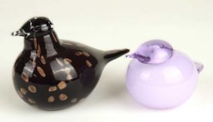 OIVA TOIKKA (1931-2019) FOR IITTALA, FINLAND: GLASS BIRD, spotted with aventurine, limited