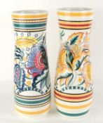 TWO LARGE POOLE 'SPOT EDGED' VASES, designed by Truda Carter, each 40cms (h) (2) Provenance: The