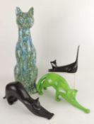 ROYAL DUX STYLISED MODEL OF A PROWLING CAT, designed by Zeleny Kocour, 33cms (h); together with