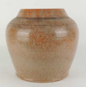 RARE POOLE SYLVAN WARE COVERED STORAGE JAR (590), inscribed to the base 'Brunt Baccy, Taunton,