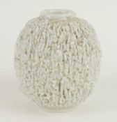 GUNNAR NYLUND FOR RÖRSTRAND: EARLY HEDGEHOG (IGELKOTT) VASE in chamotte textured glaze, c. 1940s,