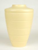 KEITH MURRAY FOR WEDGWOOD: STRAW GLAZED SHOULDERED VASE, KM factory mark, 29cms (h) Provenance: