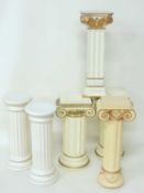 PAIR CREAM & PARCEL GILT SLIP CAST CERAMIC TORCHÈRES, 60cms (h), further pair of ceramic column