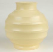 KEITH MURRAY FOR WEDGWOOD: MATT STRAW RIBBED GLOBULAR VASE, facsimile signature factory mark and