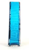 WHITEFRIARS 'TOTEM POLE' GLASS VASE, designed by Geoffrey Baxter, Kingfisher blue, 26.5cms (h)