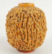 GUNNAR NYLUND FOR RÖRSTRAND: EARLY HEDGEHOG (IGELKOTT) VASE in ochre chamotte glaze, impressed '