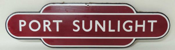 BRITISH RAILWAYS (M) TOTEM SIGN: PORT SUNLIGHT (FF), 92 x 26cms Provenance: The collection of Philip