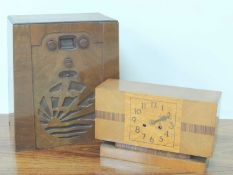 PYE MODEL G WALNUT CASED VALVE RADIO, 48 (h) x 40.5cms (w); together with a French Art Deco walnut