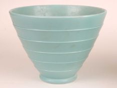 KEITH MURRAY FOR WEDGWOOD: LIGHT BLUE RIBBED CONICAL BOWL, KM factory mark, 15cms (h) Provenance: