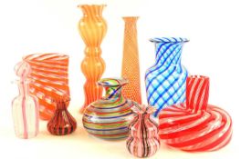 SMALL COLLECTION OF MURANO COLOURED GLASSWARE, including Bucella, tallest 20cms (h), smallest