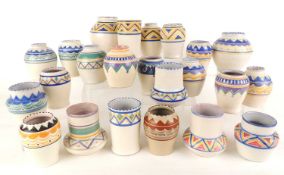 COLLECTION OF POOLE POTTERY MINIATURE ART DECO VASES, all impressed 'Poole, England', largest