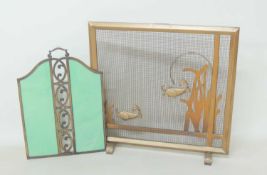 FRENCH ART DECO METALLIC FIRE SCREEN, later painted with a bronze finish, 74 x 46cms (w); together