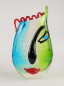 MURANO 'PICASSO' FACE VASE, free form coloured glass, 30cms (h) Provenance: The collection of Philip