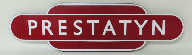 BRITISH RAILWAYS (M) TOTEM SIGN: PRESTATYN (HF), 92 x 26cms Provenance: The collection of Philip