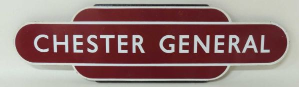 BRITISH RAILWAYS (M) TOTEM SIGN: CHESTER GENERAL (HF), 92 x 26cms Provenance: The collection of