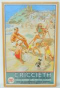 LMS CRICCIETH TRAVEL POSTER, designed by Lambart, printed by Lowe & Brydone, 100.5 x 62cms