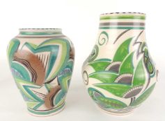 POOLE ART DECO OVOID VASE (336), by Eileen Prangnell (1924-37), 18cms (h); together with a further