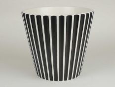 NORMAN WILSON FOR WEDGWOOD: MATT BLACK & WHITE GLAZED FLUTED VASE, NW Wedgwood factory mark, 18.5 (