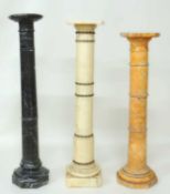 FRENCH ALABASTER SECTIONAL TORCHÈRE with brass banded appliques, 108cms (h), top 23cms; together