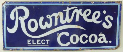 ROWNTREE'S ELECT COCOA ENAMEL SIGN, 92 x 38cms Provenance: The collection of Philip Clarkson