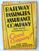RAILWAY PASSENGERS ASSURANCE COMPANY ENAMEL SIGN, 76 x 50.5cms Provenance: The collection of