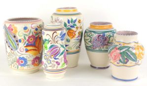 CARTER, STABLER & ADAMS POOLE VASE (336), painted by Dorothy James in the Grapes pattern, 18.5cms (