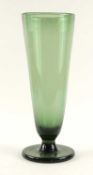 KEITH MURRAY FOR ROYAL BRIERLEY: GREEN TINTED FOOTED SLENDER VASE, facsimile signature mark,