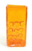 WHITEFRIARS LARGE 'NUTS & BOLTS' GLASS VASE, designed by Geoffrey Baxter, in Tangerine orange, 27cms