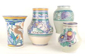 CARTER, STABLER & ADAMS RED EARTHENWARE VASE, painted by Ann Hatchard (1927-34), shape no. 668, 31.