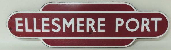 BRITISH RAILWAYS (M) TOTEM SIGN: ELLESMERE PORT (FF), 92 x 26cms Provenance: The collection of