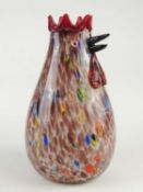 FREE FORM COLOURED GLASS KING COCKEREL VASE, 34cms (h) Provenance: The collection of Philip Clarkson