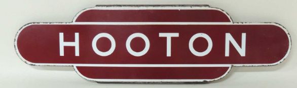 BRITISH RAILWAYS (M) TOTEM SIGN: HOOTON (HF), 92 x 26cms Provenance: The collection of Philip