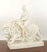 MINTON'S PARIAN FIGURE 'UNA AND THE LION', sculpted by John Bell, 37cms (h) Provenance: The