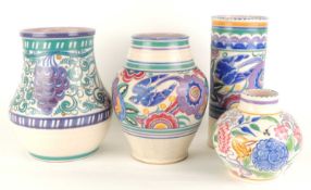 CARTER, STABLER & ADAMS GRAPES BALUSTER VASE (700), 24cms (h); together with a CSA Bluebird vase (